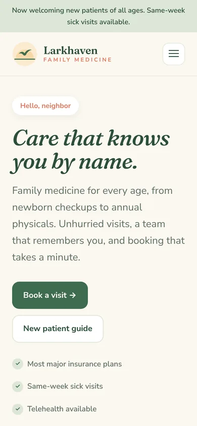 Larkhaven Family Medicine concept on a phone
